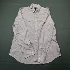 Express Mens Button Down Shirt Size Medium Red‎ Blue Dot Pattern Long Sleeve